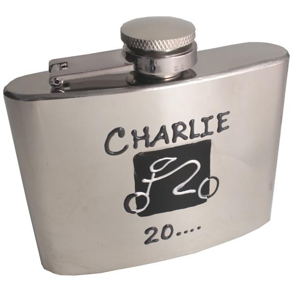 Personalised Cycling Chrome Hip Flask: