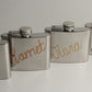 Personalised Gift Chrome Hip Flask: with Crystals (Pearl)