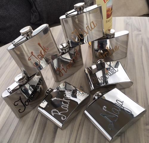 Personalised Gift Chrome Hip Flask: (Copper)