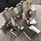 Personalised Gift Chrome Hip Flask: with Crystals (Pearl)