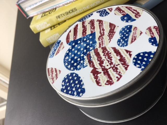 USA American Flag Round Tin: