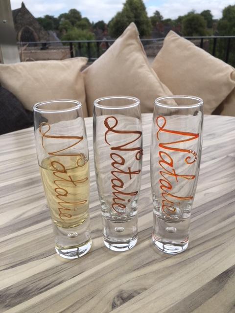 Personalised Gift Champagne Flute Glass: with Crystals (Magenta)