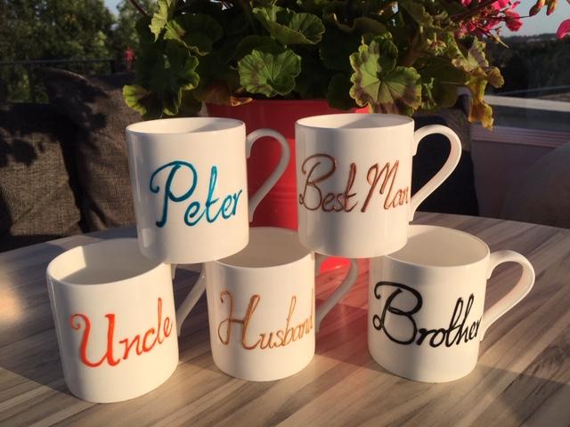 Personalised Gift China Tea/Coffee Mug: with crystals (Turquoise) Fine Bone China