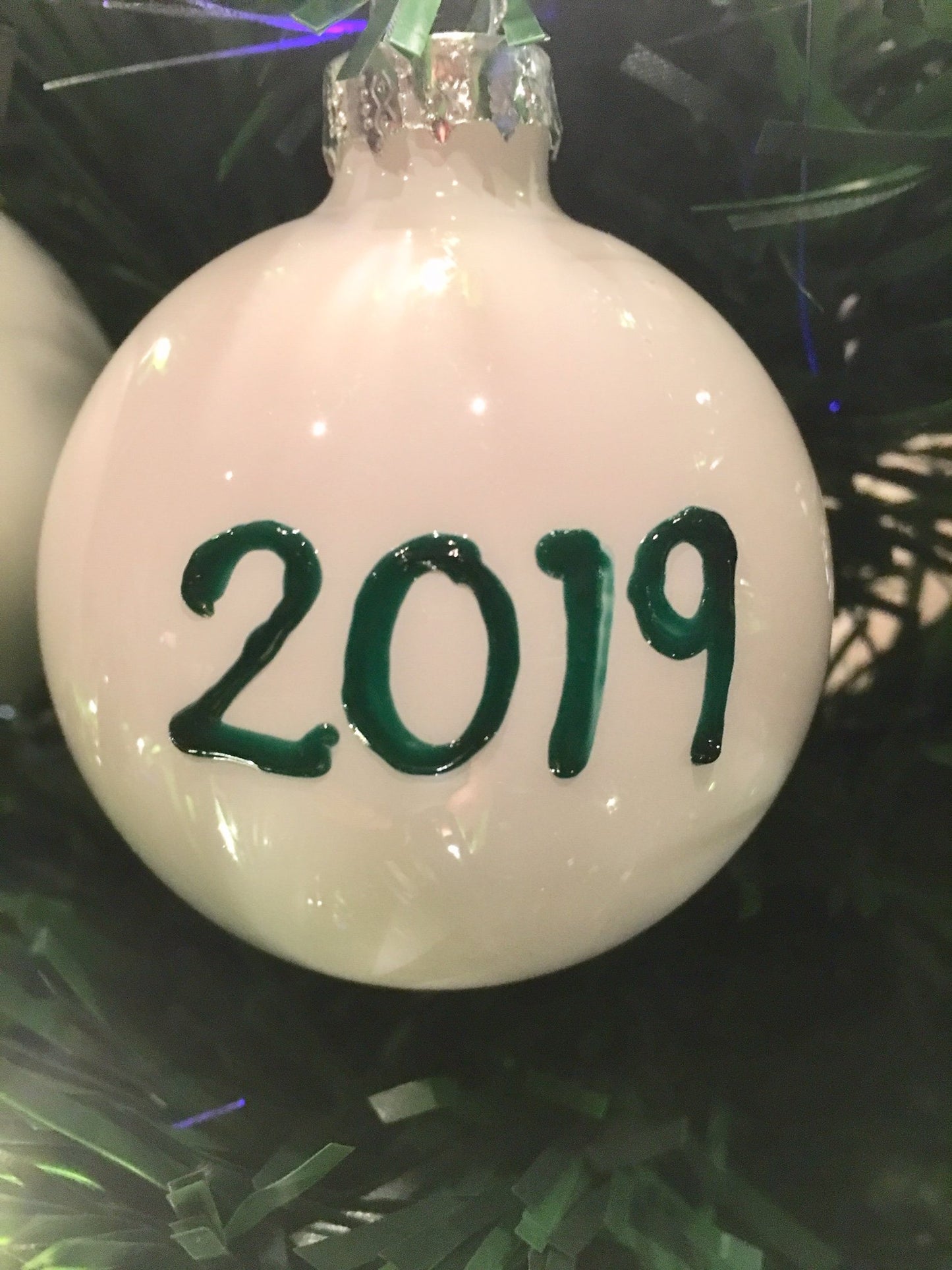 Personalised Baby's First Xmas Bauble: Green