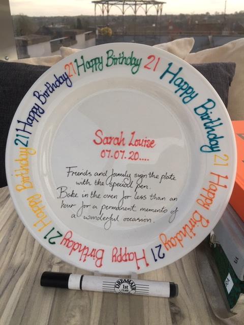 21st Birthday Gift Signature Plate: Round (Brights)