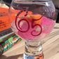 65th Birthday Gin and Tonic Glass: with Crystals (Magenta)