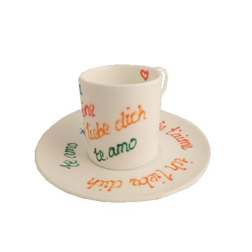 Love International Espresso Set: Cup & Saucer Fine Bone China 