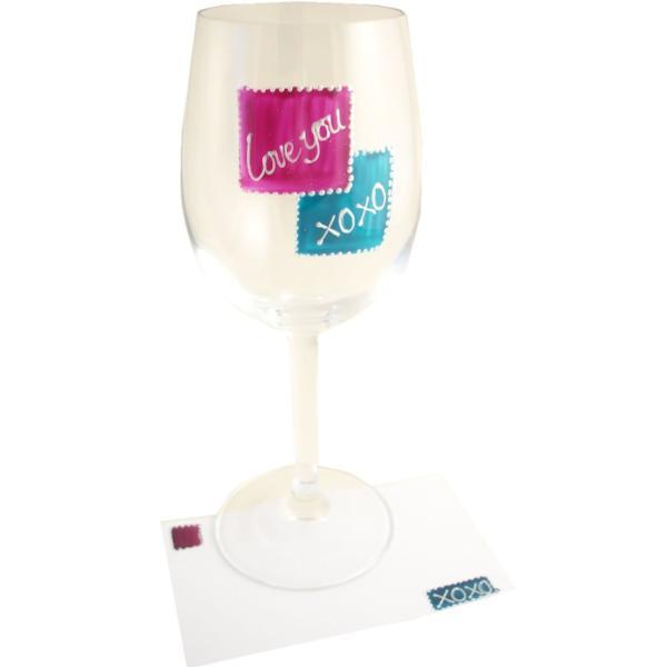 Love You Gift Wine Glass: (Mag/Teal)