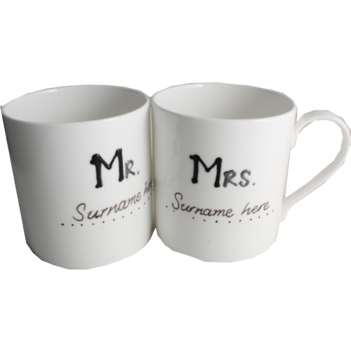 Personalised Mr & Mrs/ Mugs: (Blk/Sil)
