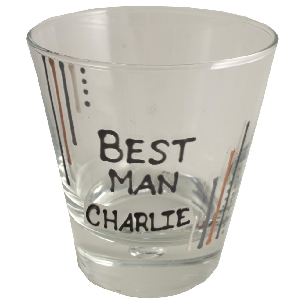 Best Man Gift Whisky Glass: (Metallic Stripes)
