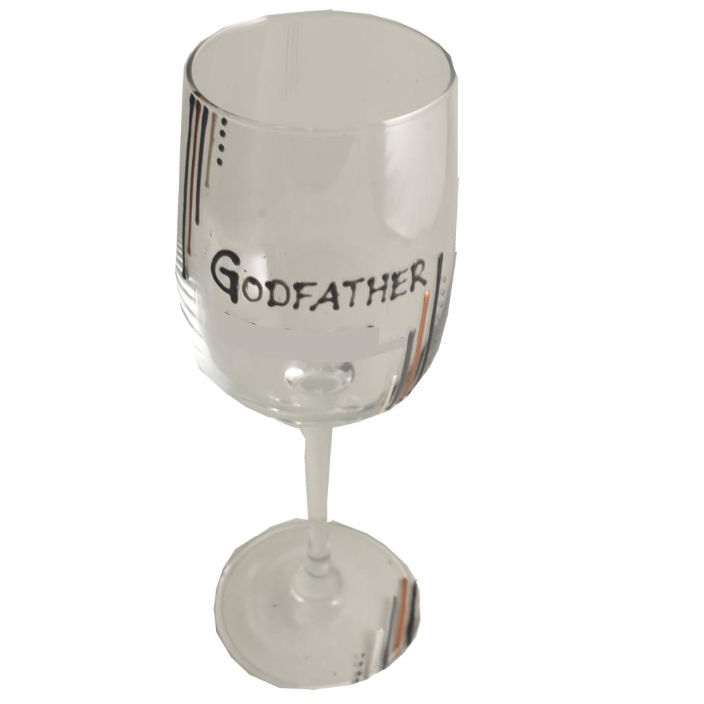 Godfather Trendy Gift Wine Glass: (Metallic Stripes)