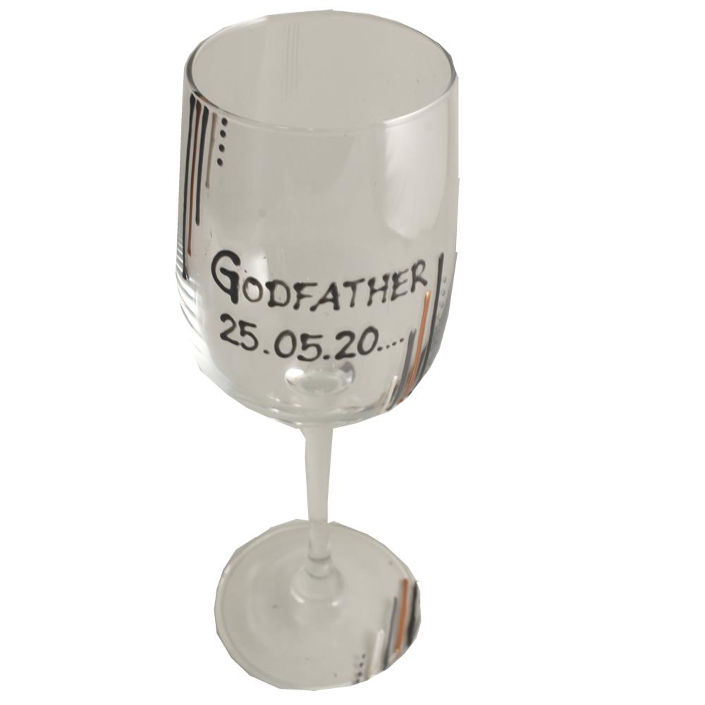 Godfather Trendy Gift Wine Glass: (Metallic Stripes)