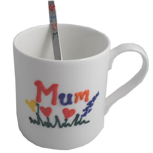 Mum China Mug and Spoon: Gift Set
