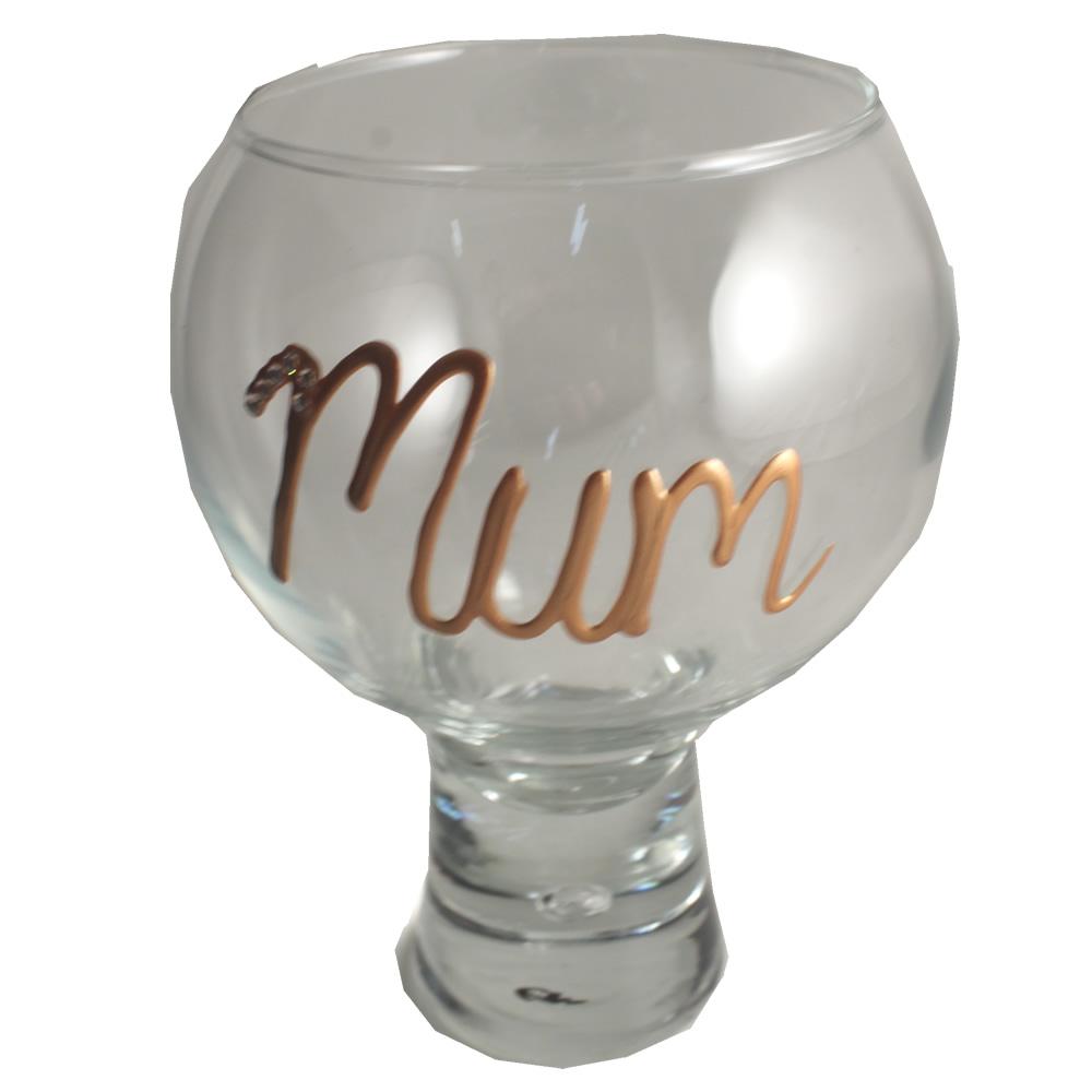 Mum Gin and Tonic Glass: with crystals (Copper)