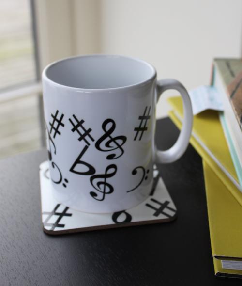 Music Gift Ceramic Mug & Coaster Set Lifestyle Shot 