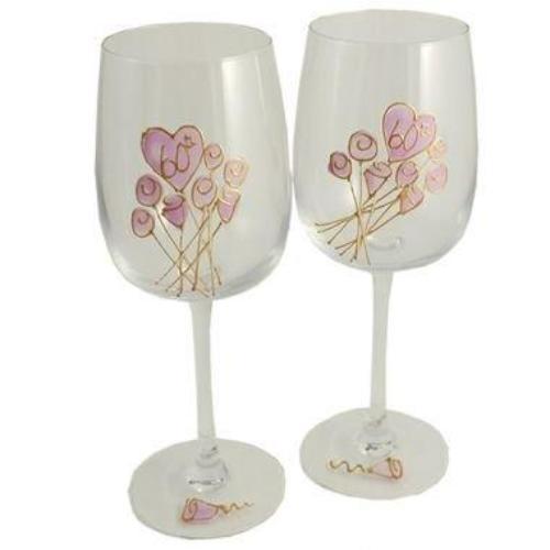60th Wedding Anniversary Wine Glasses Flower