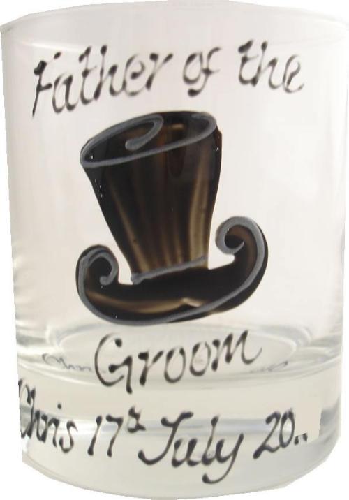 Personalised Father of Groom Whisky Glass (Top Hat)