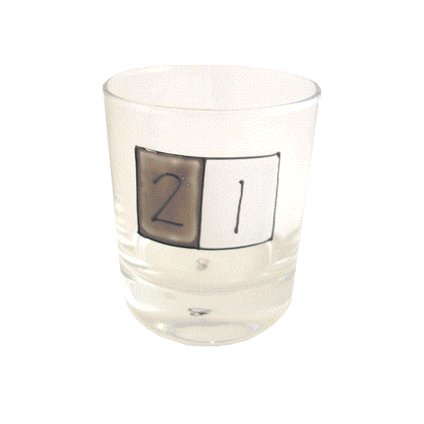 21st Birthday Gift Whisky Glass: (Grey Sq)