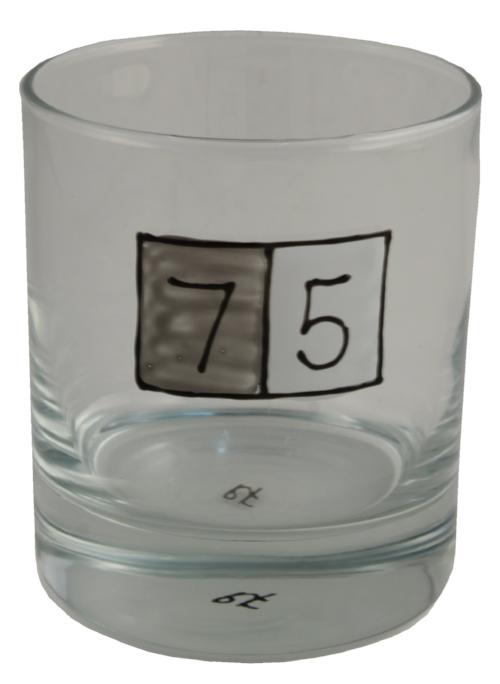 75th Birthday Whisky Glass Grey Sq