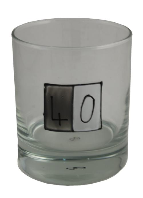 40th Birthday Whisky Glass Grey Sq