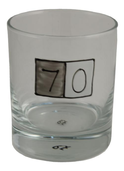 70th Birthday Whisky Glass Grey Sq