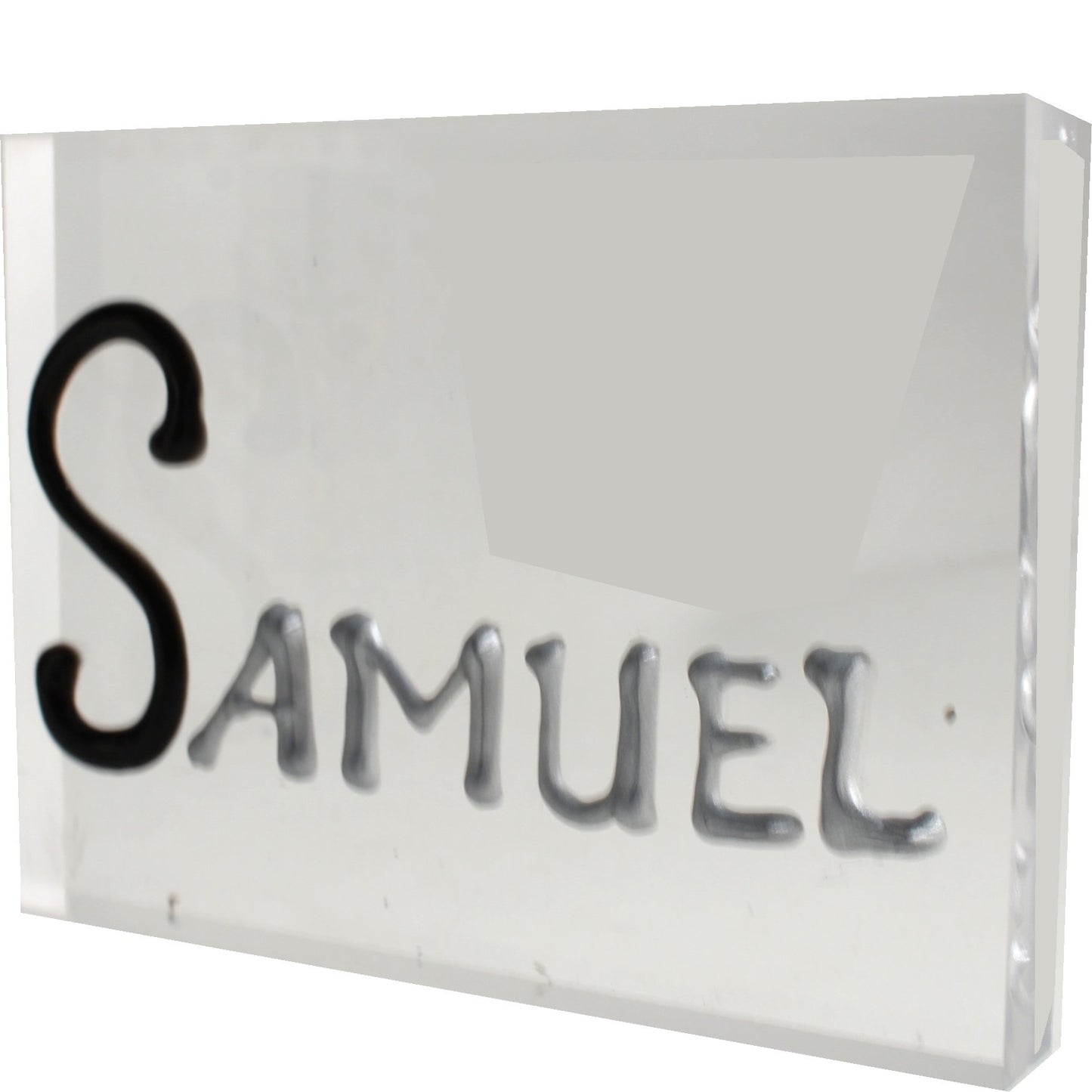 Personalised Gift Rectangle Art Block: Black/Silver