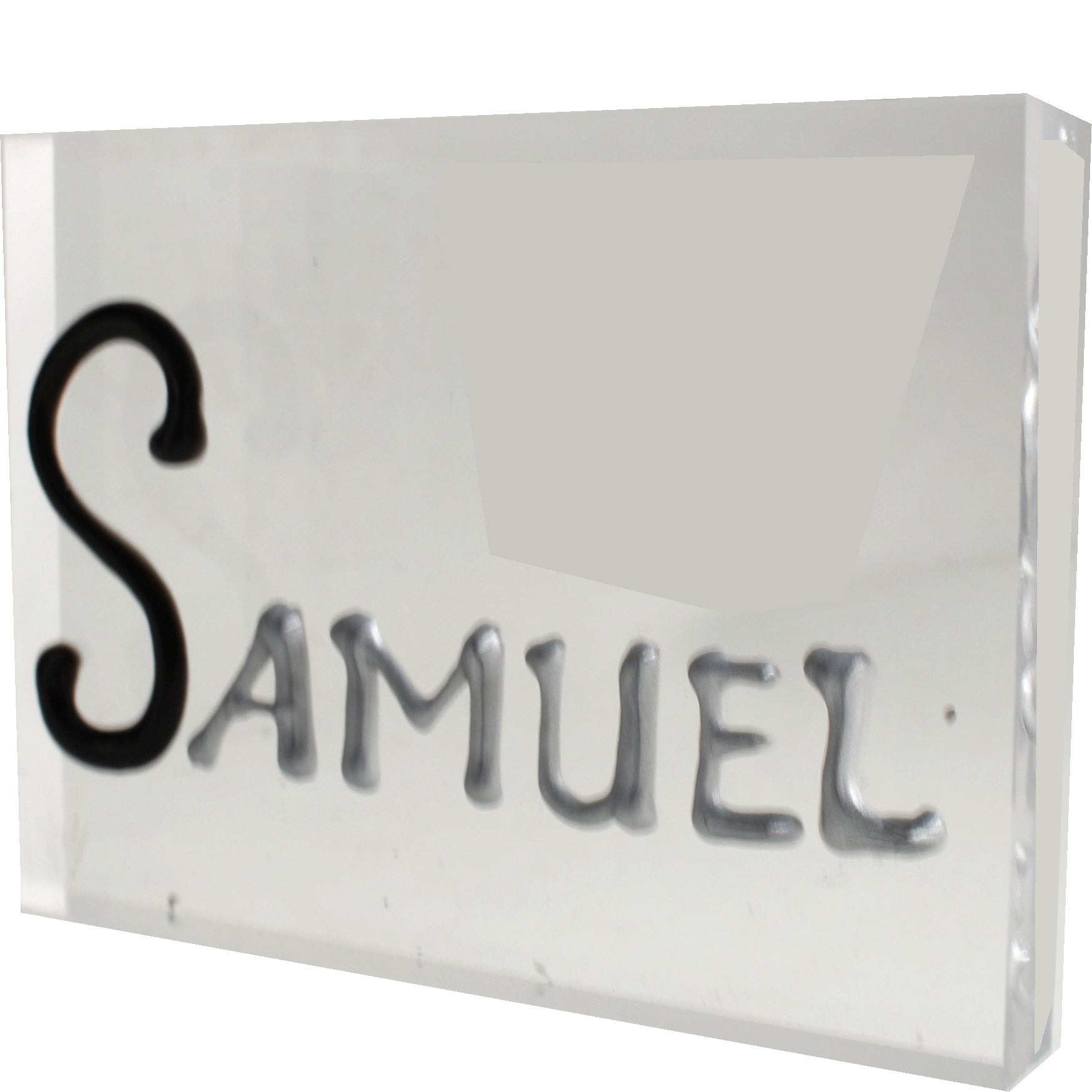 Personalised Gift Rectangle Art Block: Black/Silver
