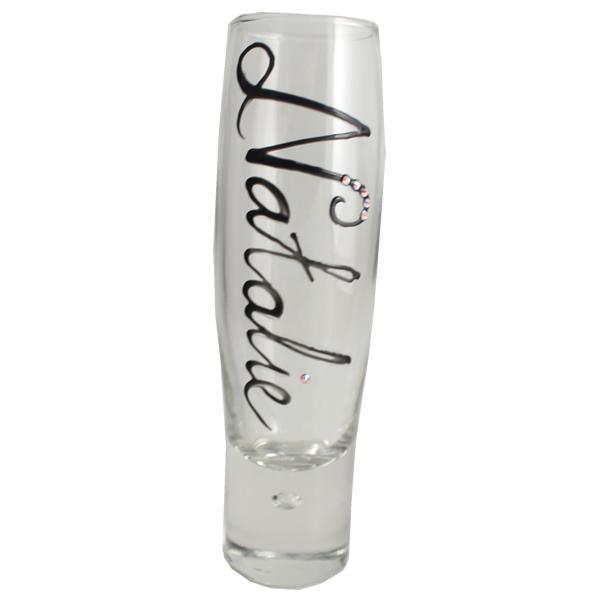 Personalised Gift Champagne Flute Glass: with Crystals (Black)