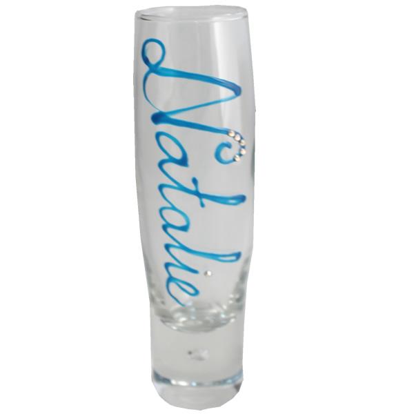 Personalised Gift Champagne Flute Glass: with Crystals (Turquoise)