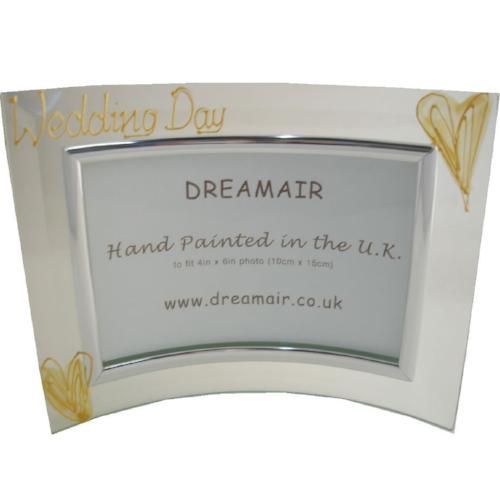 Wedding Day Photo Frame Land Gold Hearts