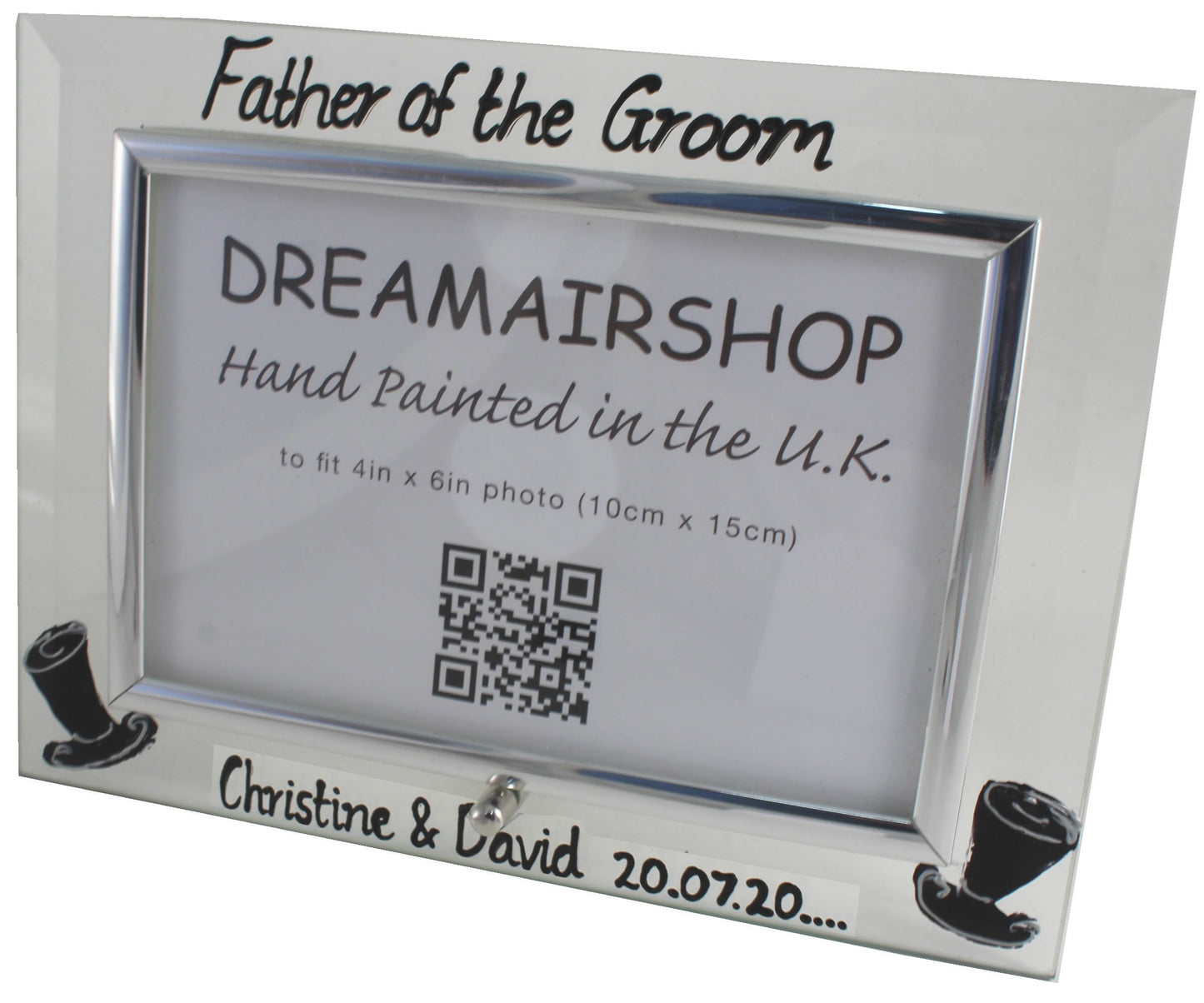 Personalised Father of the Groom Photo Frame Land (Top Hats)
