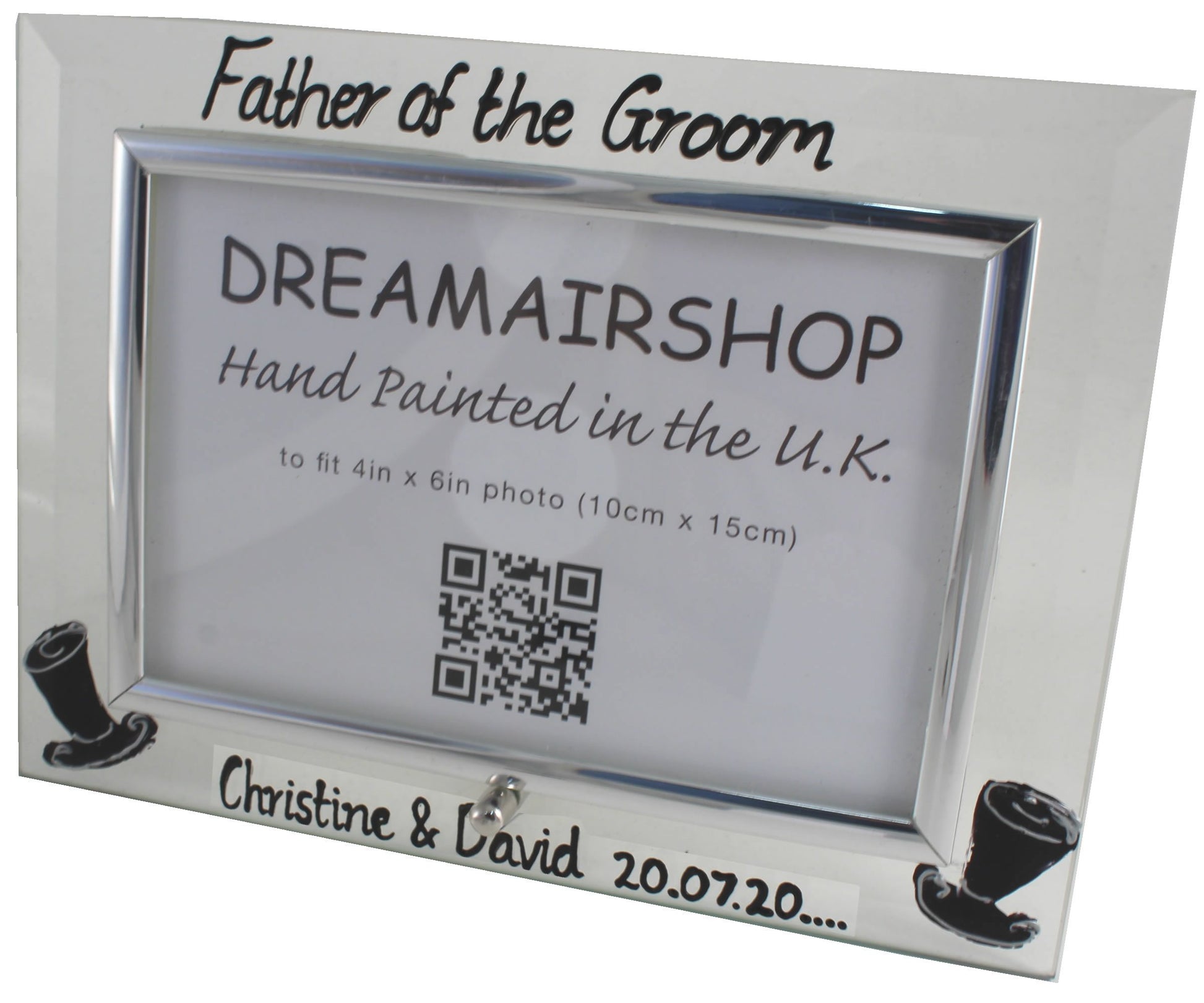 Personalised Father of the Groom Photo Frame Land (Top Hats)