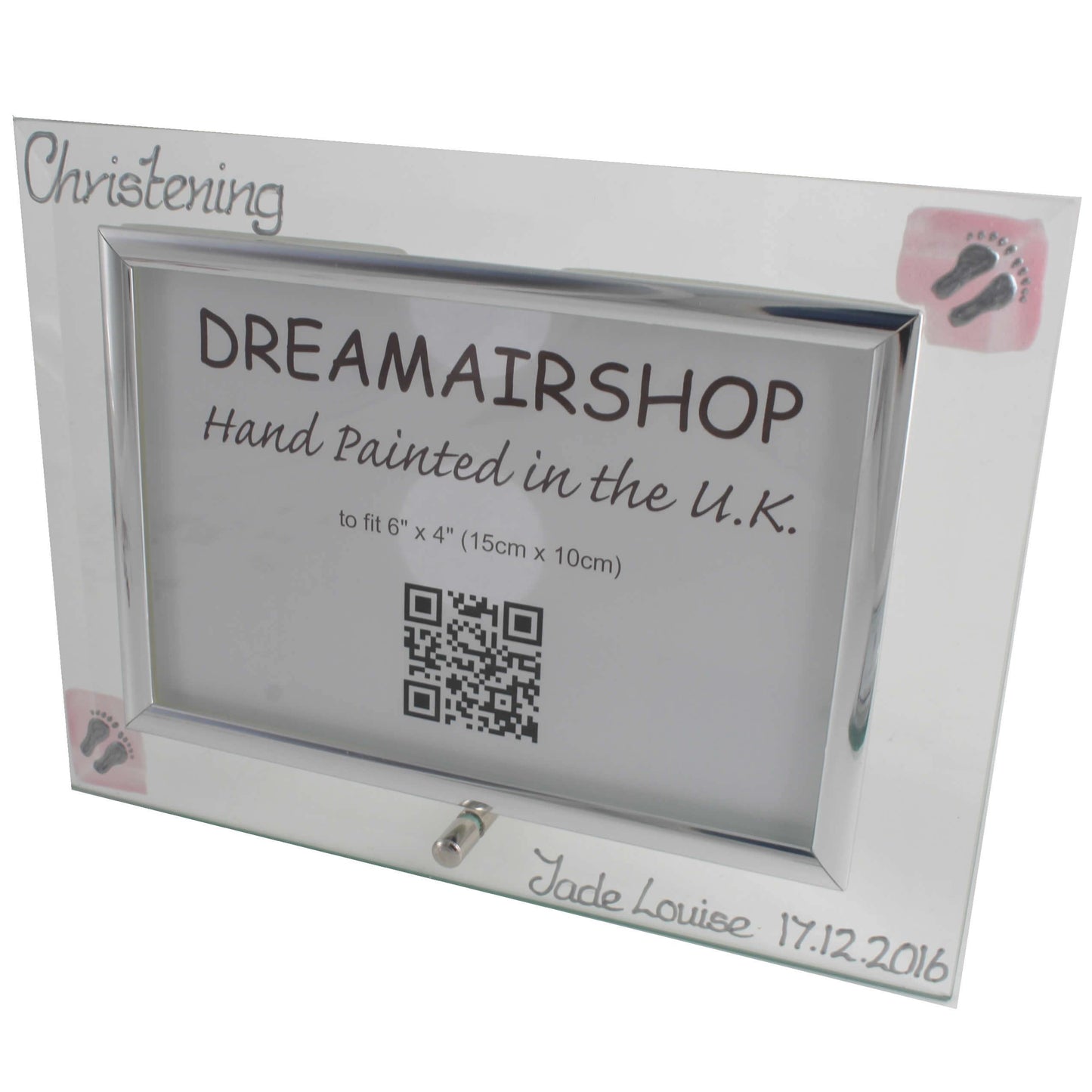 Personalised Christening Photo Frame (Pink Feet) 