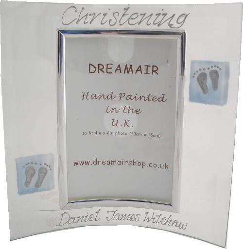 Personalised Christening Photo Frame Port (Blue Feet)