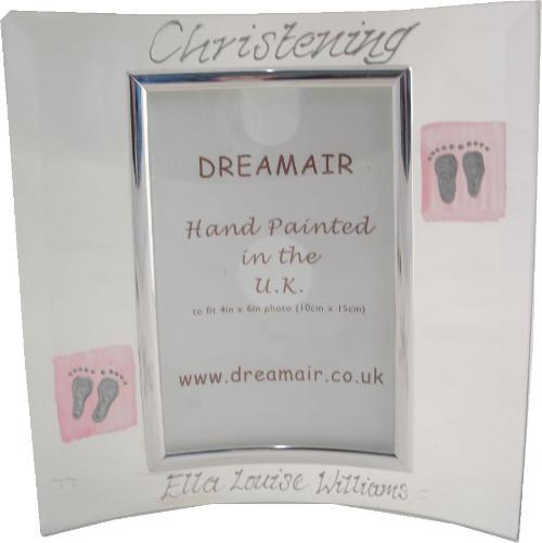Personalised Christening Photo Frame Port (Pink Feet)
