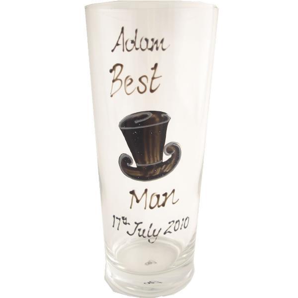 Personalised Best Man Pint Glass (Top Hat)