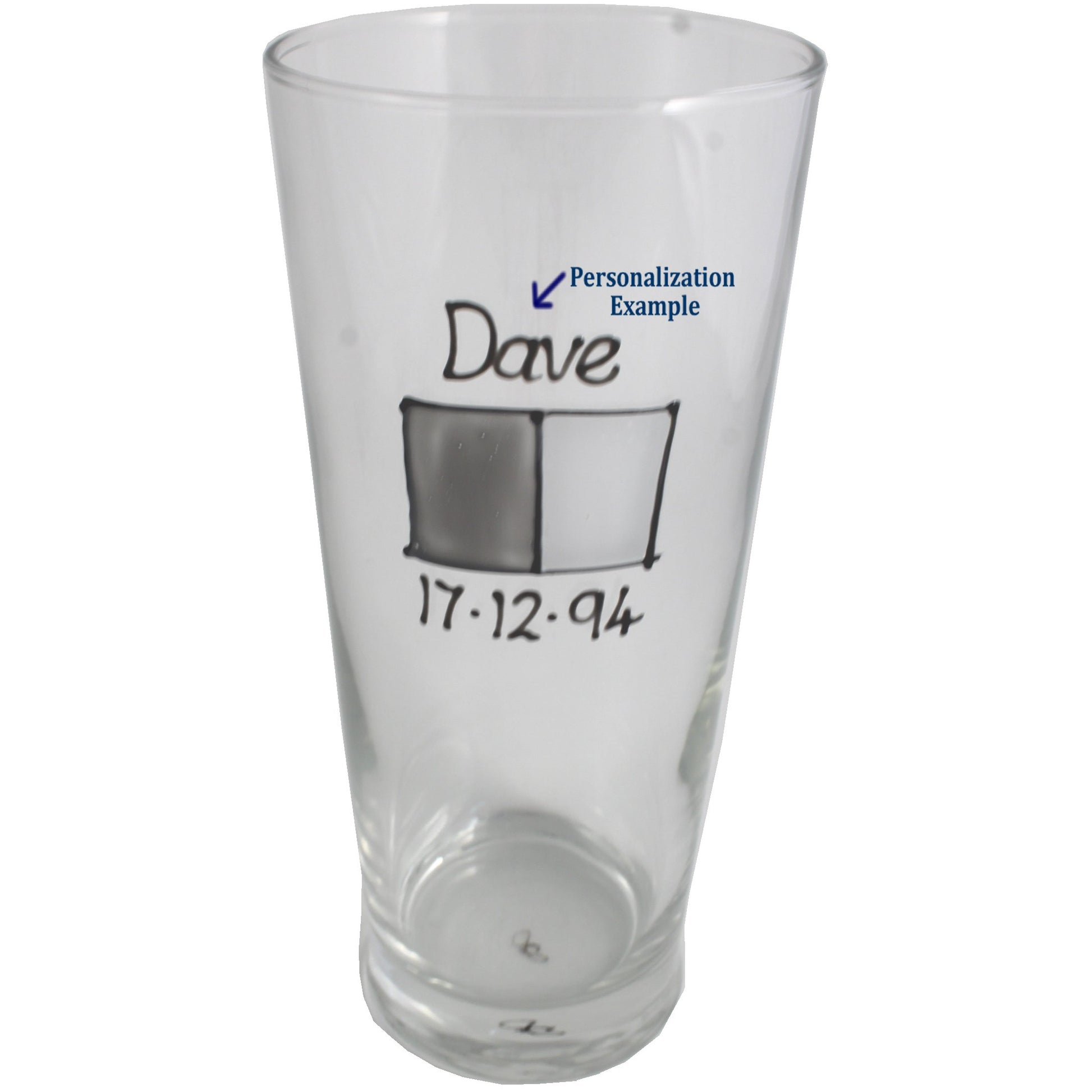 Personalised Pint Glass Grey Sq