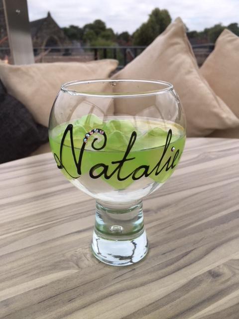 Personalised Gin and Tonic Glass: with Crystals (Black)