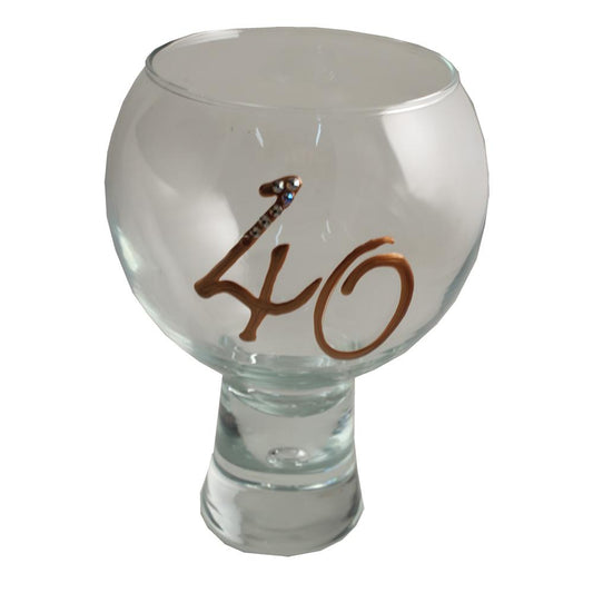 40th Birthday Gin and Tonic Glass: with Crystals
