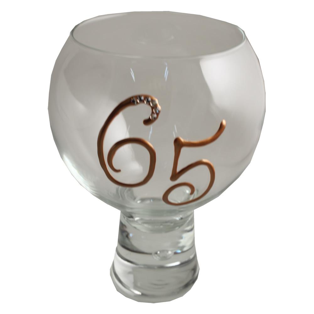 65th Birthday Gin and Tonic Glass: with Crystals