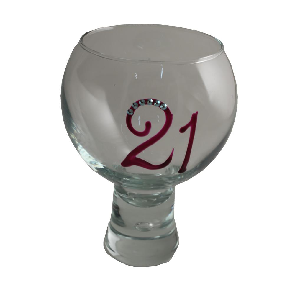 21st Birthday Gin and Tonic: Glass with Crystals