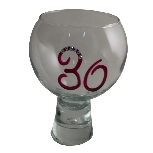 30th Birthday Gift Gin Tonic: Glass with Crystals (Magenta)