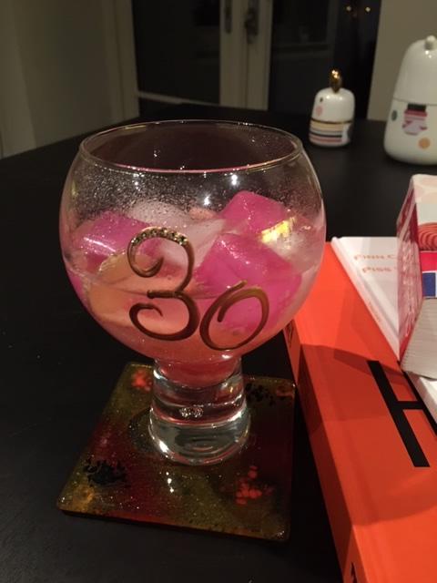 30th Birthday Gin and Tonic: Glass with Crystals (Copper)