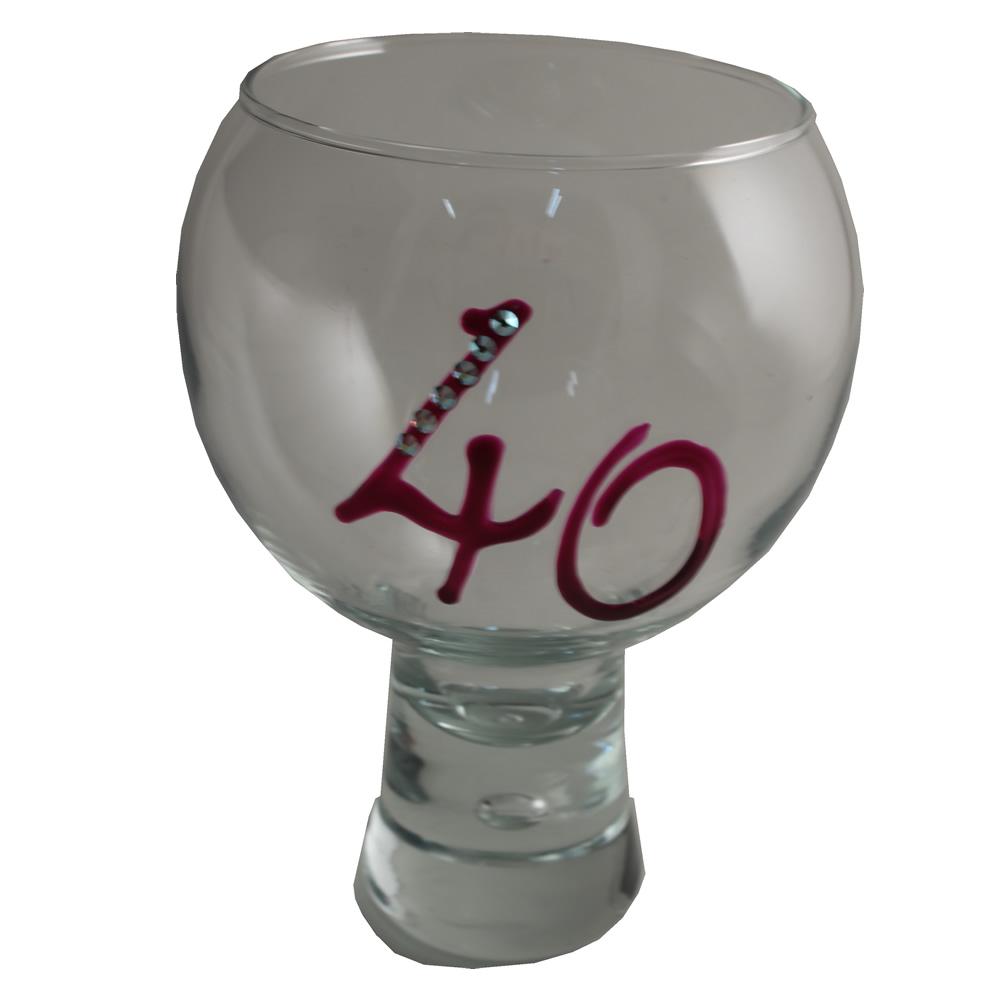 40th Birthday Gin and Tonic Glass: with Crystals