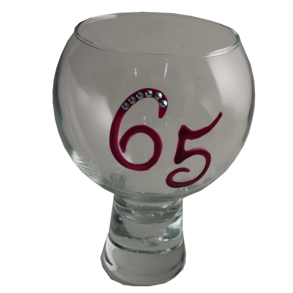 65th Birthday Gin and Tonic Glass: with Crystals