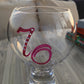 70th Birthday Gin and Tonic: Glass with Crystals (Magenta)