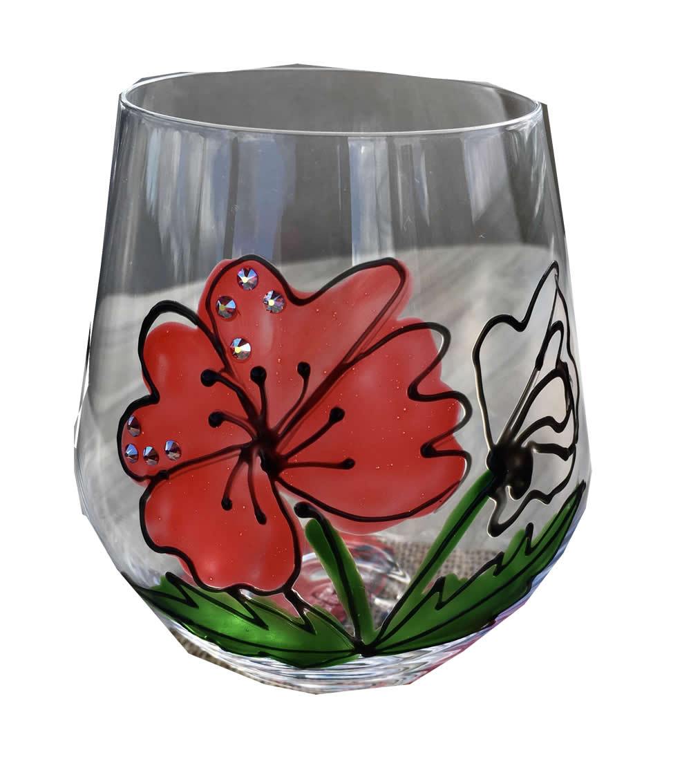 Poppy Titanium Crystal Stemless Red Wine: Glass/Tumbler