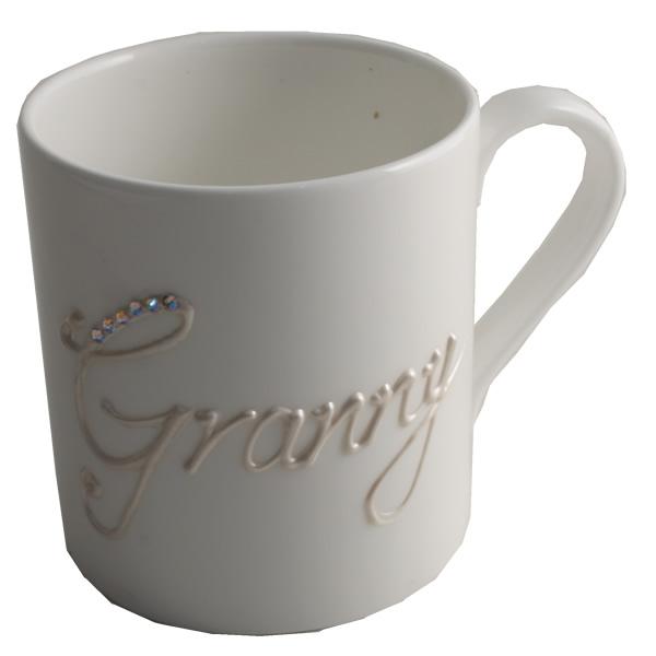 Personalised Gift Tea/Coffee China Mug with crystals (Pearl) Fine Bone China 