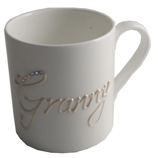 Personalised Gift Tea/Coffee China Mug with crystals (Pearl) Fine Bone China 