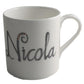 Personalised Gift China Tea/Coffee Mug: with crystals (Silver) Fine Bone China
